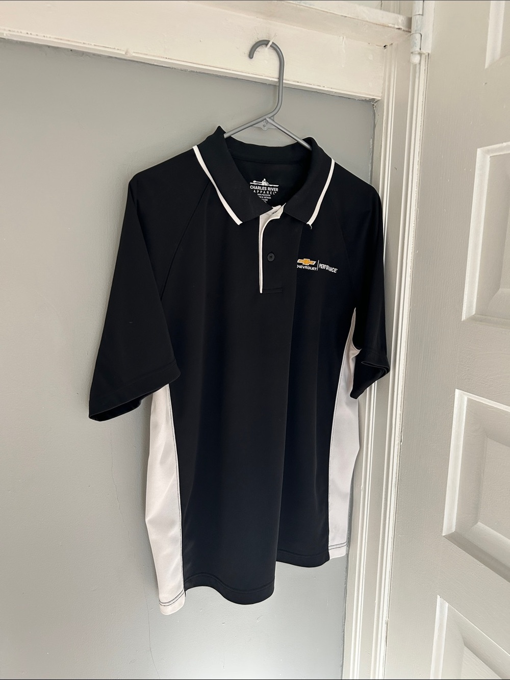 Charles River Apparel Black and White Men’s Polo